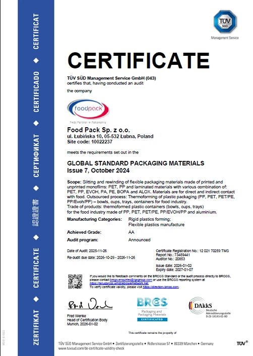 Certyfikat TÜV SÜD Management Service GmbH